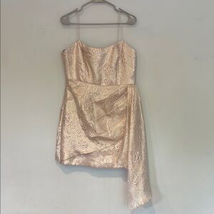 Monique Lhuillier Gold Sequin Asymmetrical Cocktail Dress size 12